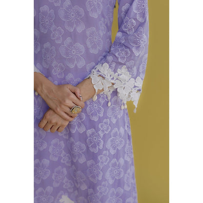 Old Marigold Noor Lavender Cotton Floral Kurta
