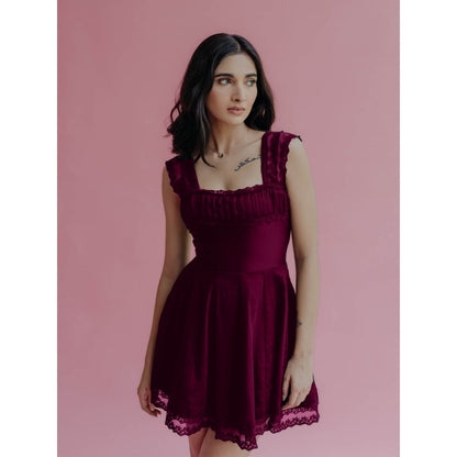 Old Marigold Amelia Wine A-Line Mini Dress