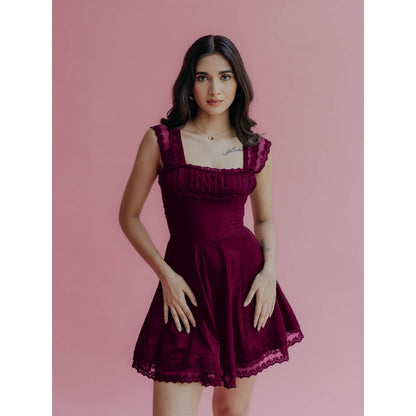 Old Marigold Amelia Wine A-Line Mini Dress