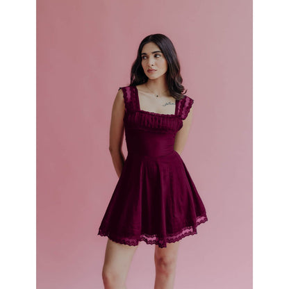 Old Marigold Amelia Wine A-Line Mini Dress