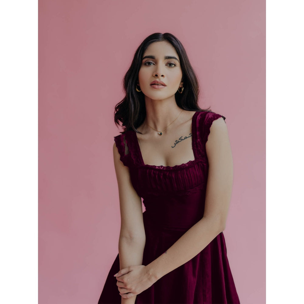 Old Marigold Amelia Wine A-Line Mini Dress