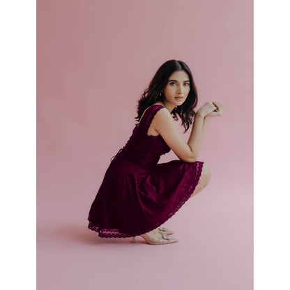 Old Marigold Amelia Wine A-Line Mini Dress