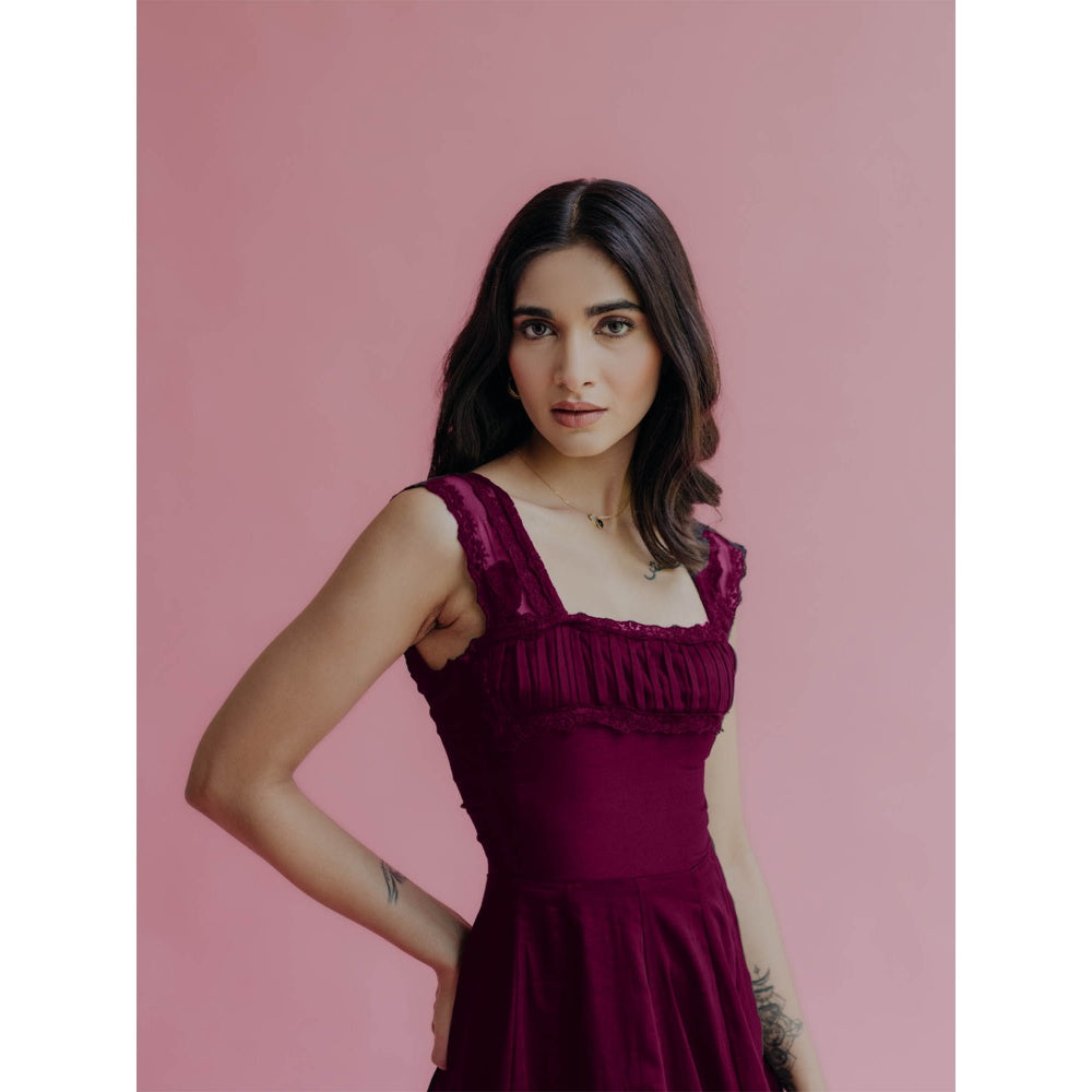 Old Marigold Amelia Wine A-Line Mini Dress