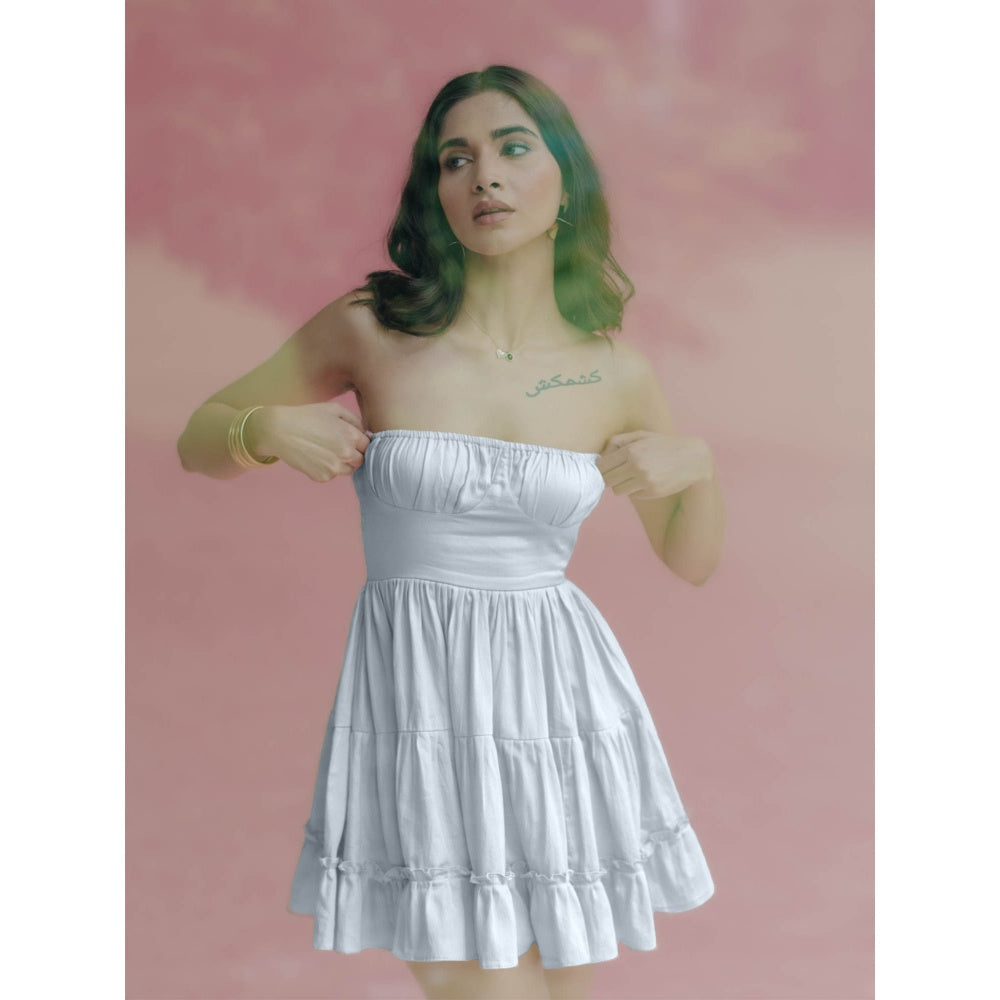 Old Marigold Ida Powder Blue Strapless Mini Dress