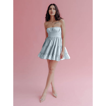 Old Marigold Ida Powder Blue Strapless Mini Dress