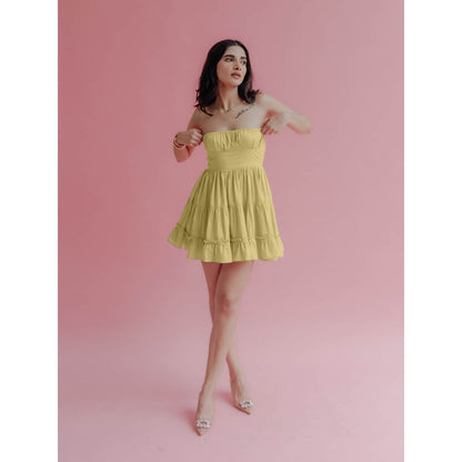 Old Marigold Sabrina Lime Yellow Strapless Mini Dress