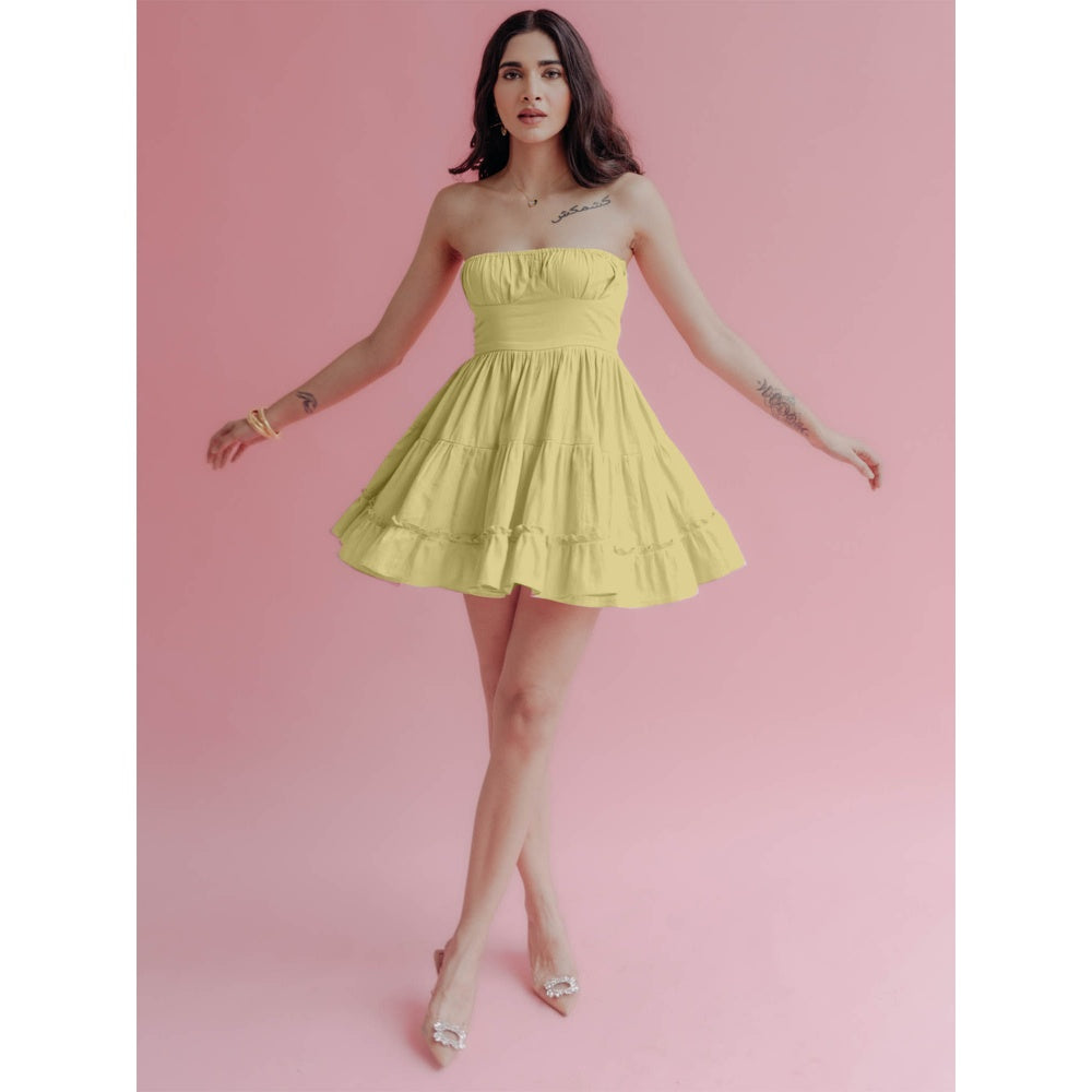 Old Marigold Sabrina Lime Yellow Strapless Mini Dress