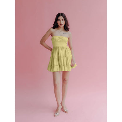 Old Marigold Sabrina Lime Yellow Strapless Mini Dress
