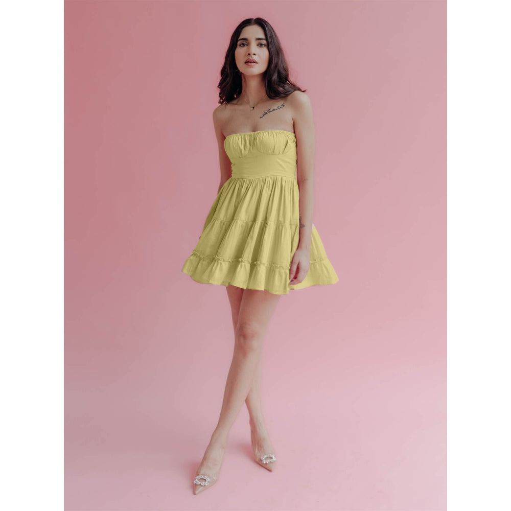 Old Marigold Sabrina Lime Yellow Strapless Mini Dress