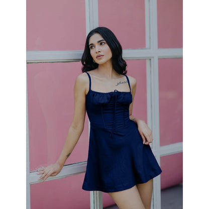 Old Marigold Ashley Navy Blue Corset Mini Dress