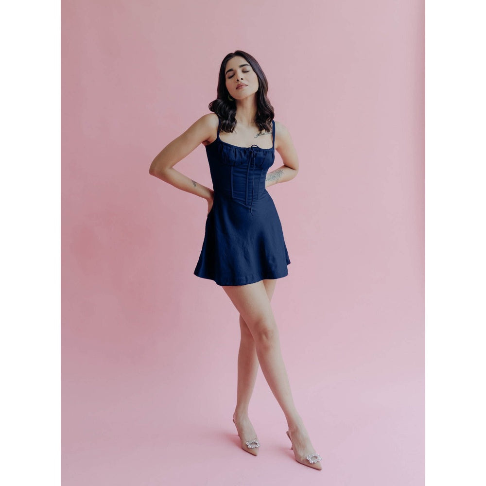 Old Marigold Ashley Navy Blue Corset Mini Dress