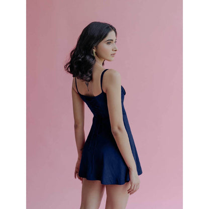 Old Marigold Ashley Navy Blue Corset Mini Dress