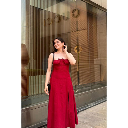 Old Marigold Alicia Red Bustier Sundress