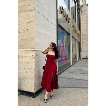Old Marigold Alicia Red Bustier Sundress