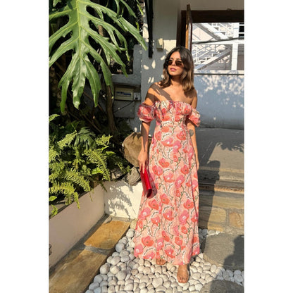 Old Marigold Ellora Pink Floral Maxi Sundress