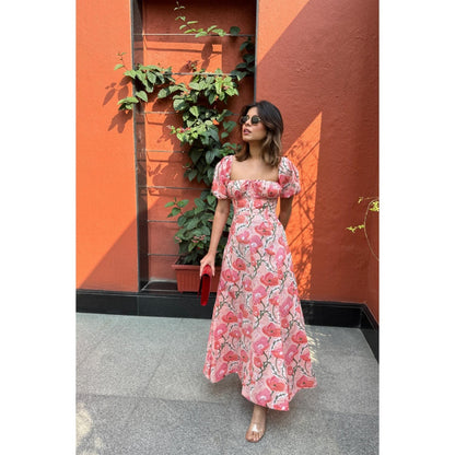 Old Marigold Ellora Pink Floral Maxi Sundress