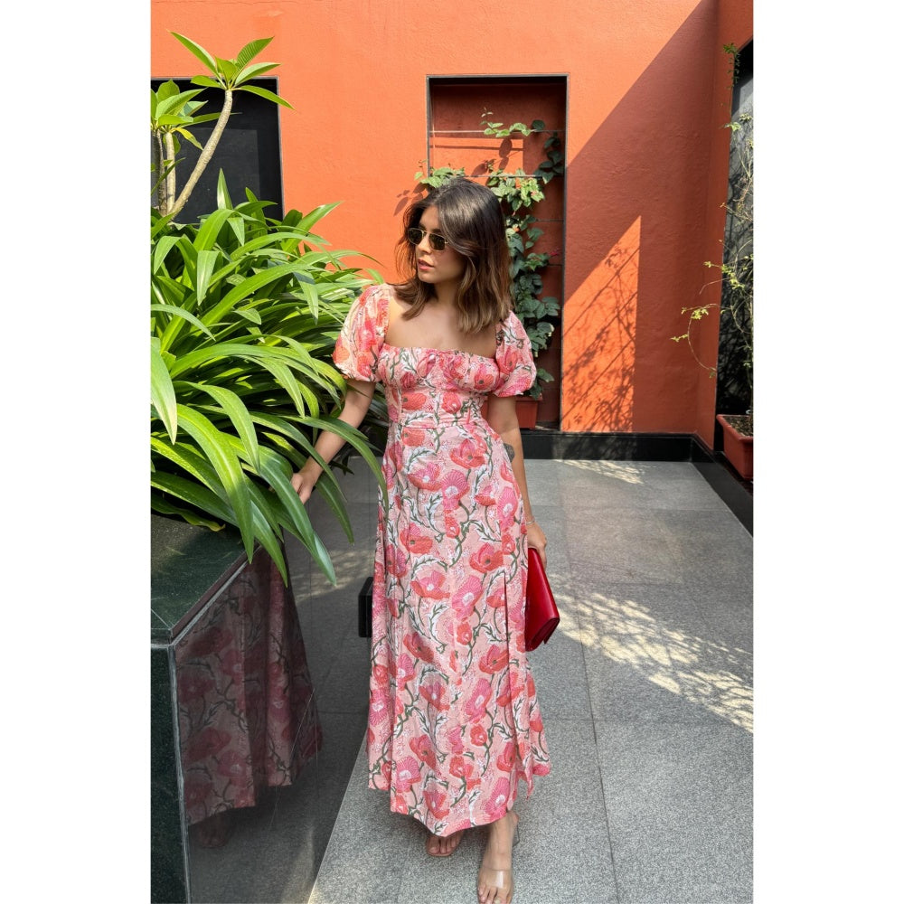 Old Marigold Ellora Pink Floral Maxi Sundress