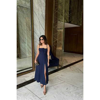 Old Marigold Laurel Navy Blue Bustier Sundress