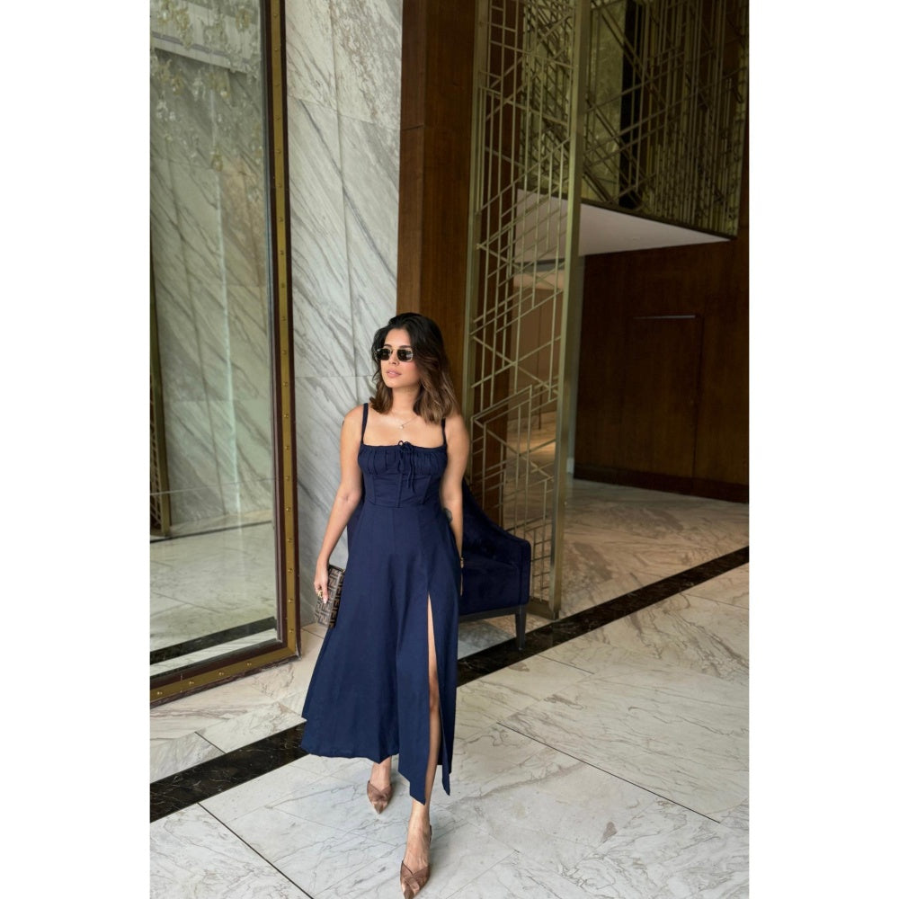 Old Marigold Laurel Navy Blue Bustier Sundress