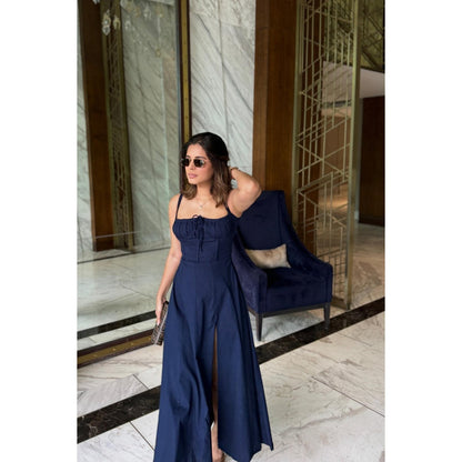 Old Marigold Laurel Navy Blue Bustier Sundress