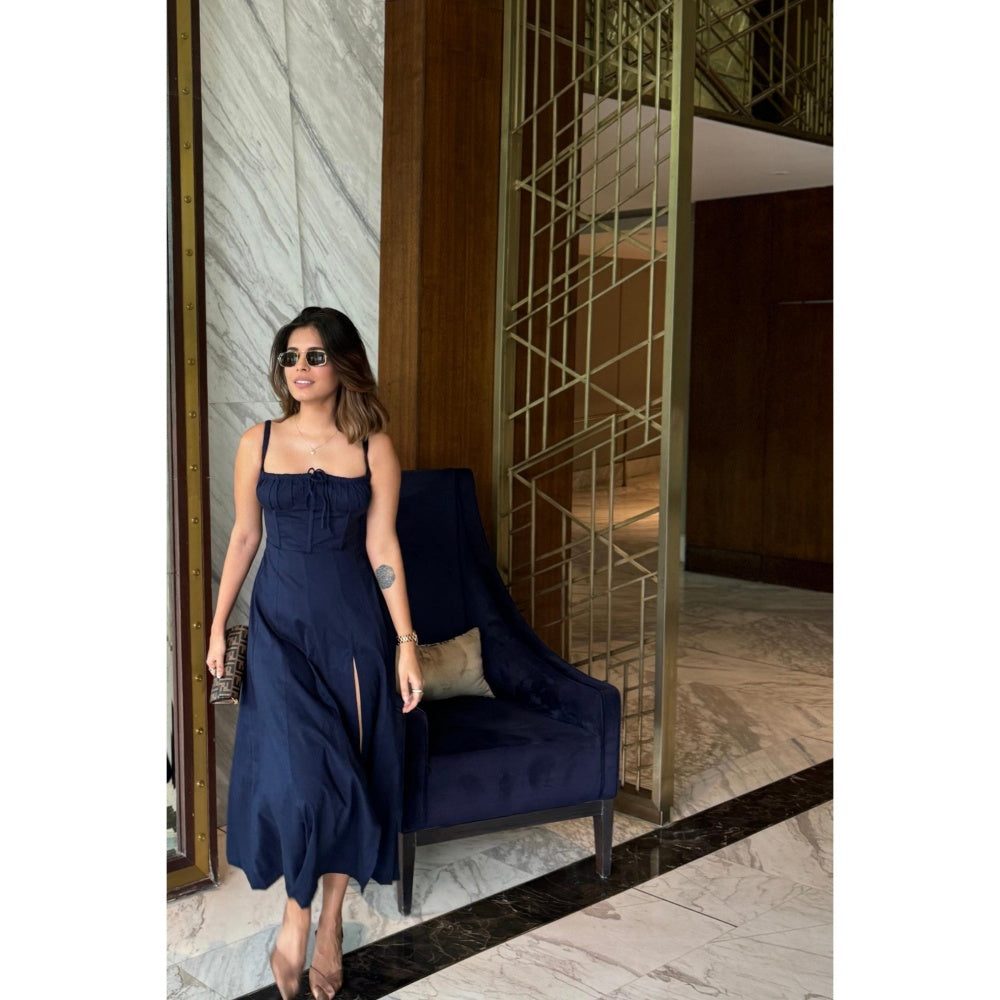 Old Marigold Laurel Navy Blue Bustier Sundress