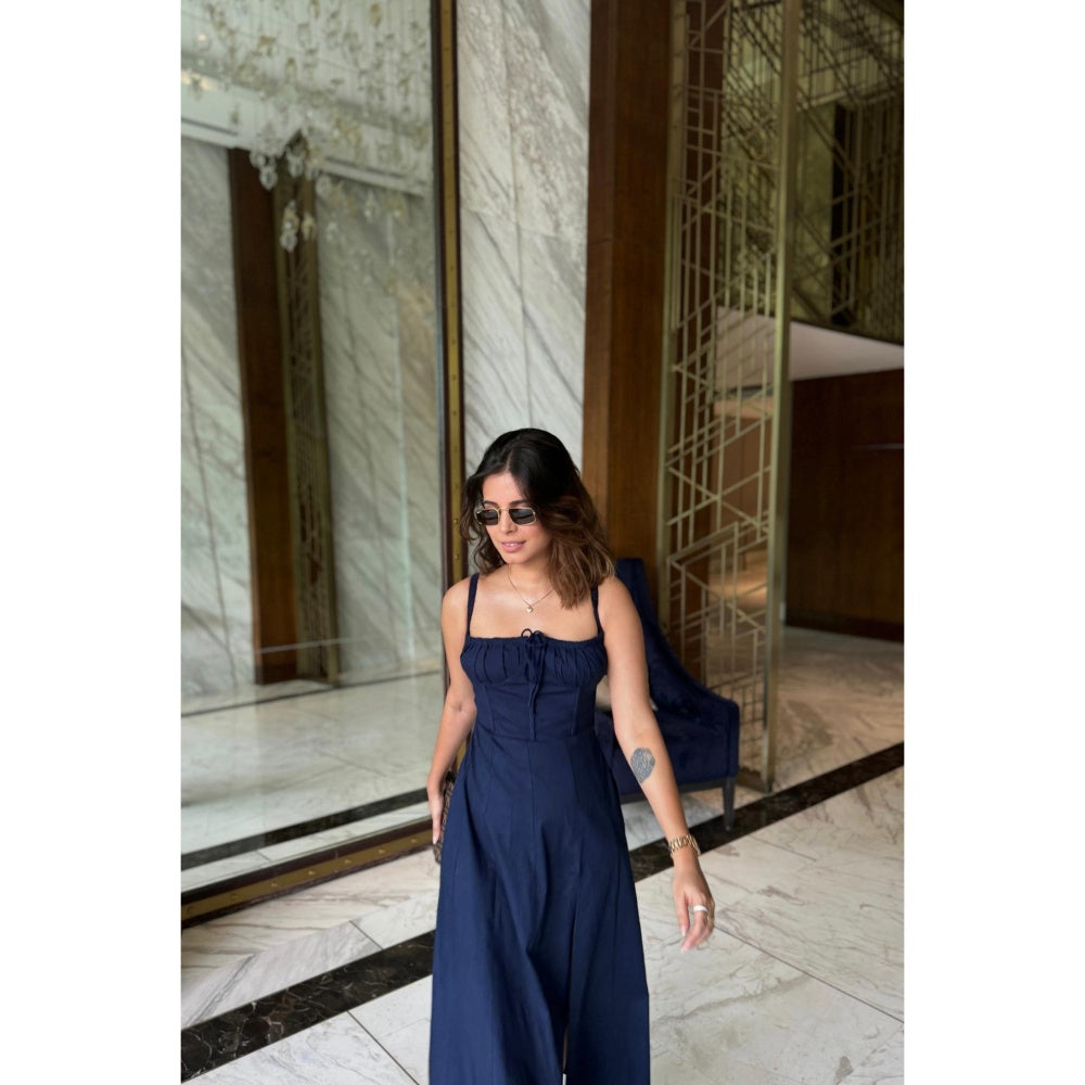 Old Marigold Laurel Navy Blue Bustier Sundress