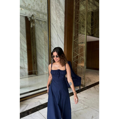 Old Marigold Laurel Navy Blue Bustier Sundress