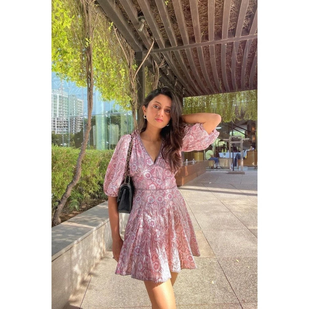 Old Marigold Blair Pink Printed Cotton Corset Dress