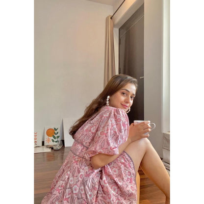 Old Marigold Blair Pink Printed Cotton Corset Dress