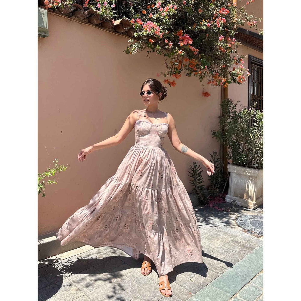 Old Marigold Hyacinth Bustier Maxi Sun Dress