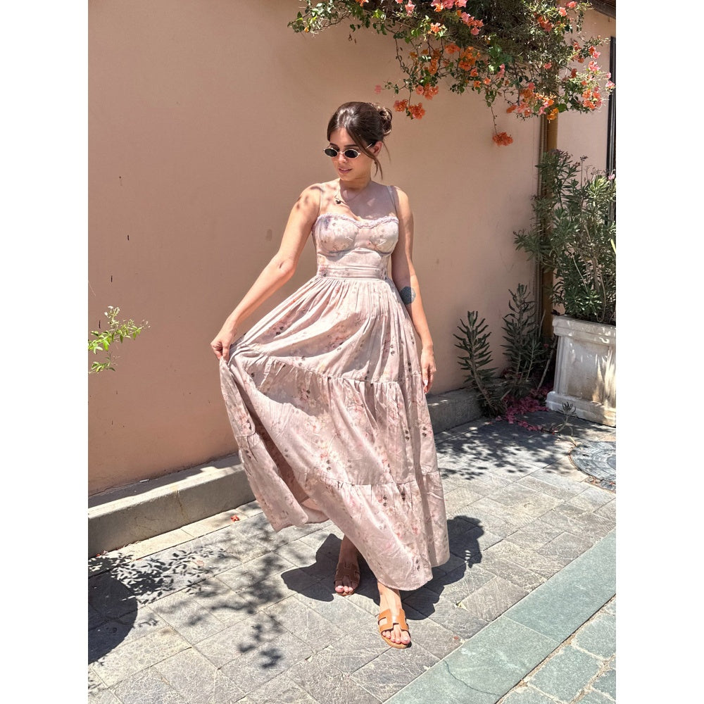 Old Marigold Hyacinth Bustier Maxi Sun Dress
