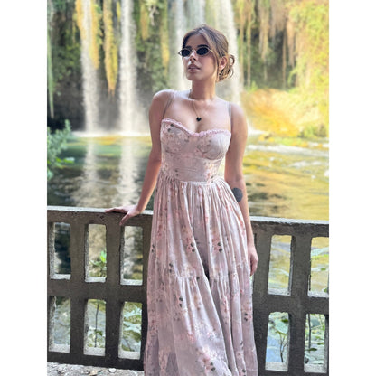 Old Marigold Hyacinth Bustier Maxi Sun Dress