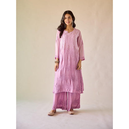 Old Marigold Zarina Lavender Ombre Modal Hand Embroidered Chikankari Co-Ord (Set of 2)