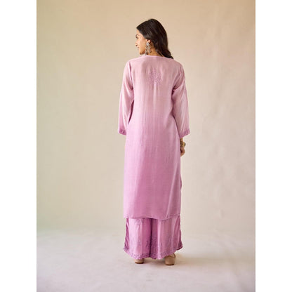 Old Marigold Zarina Lavender Ombre Modal Hand Embroidered Chikankari Co-Ord (Set of 2)