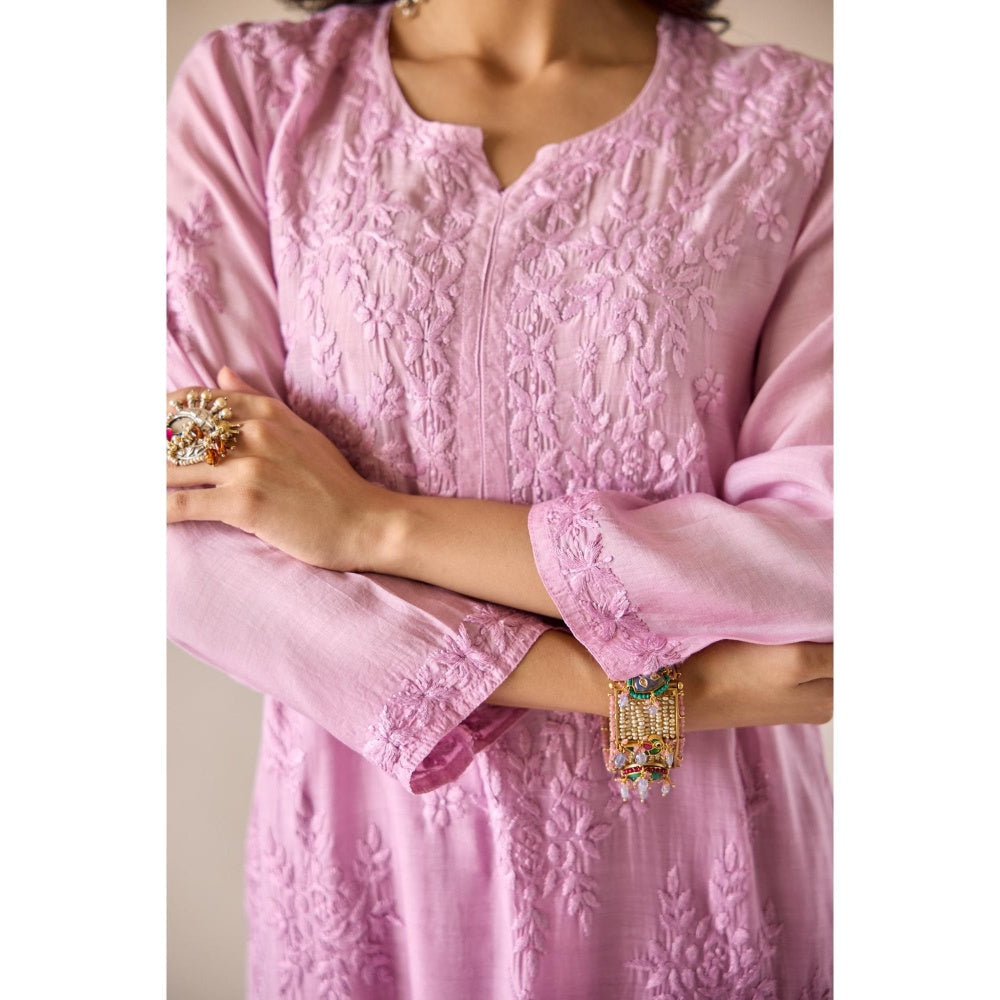 Old Marigold Zarina Lavender Ombre Modal Hand Embroidered Chikankari Co-Ord (Set of 2)