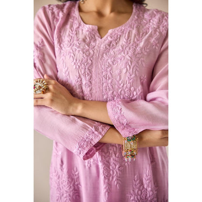 Old Marigold Zarina Lavender Ombre Modal Hand Embroidered Chikankari Co-Ord (Set of 2)