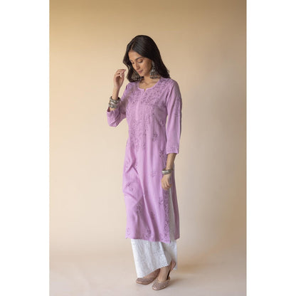 Old Marigold Erum Purple Modal Hand Embroidered Chikankari Kurta