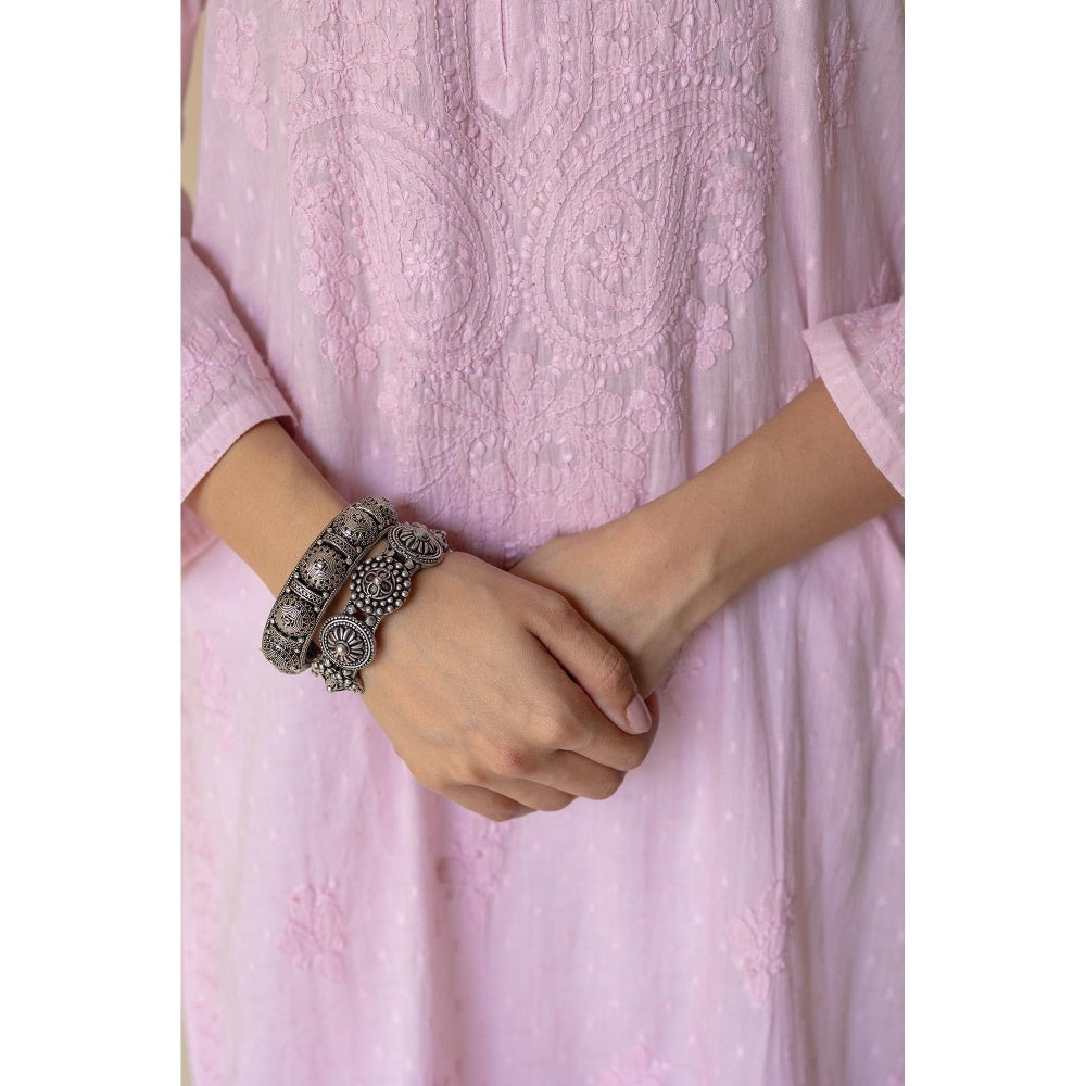 Old Marigold Gazala Purple Dobby Cotton Hand Embroidered Chikankari Kurta