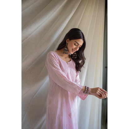 Old Marigold Gazala Purple Dobby Cotton Hand Embroidered Chikankari Kurta