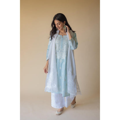 Old Marigold Nazma Cotton Blue Hand Embroidered Chikankari Kurta
