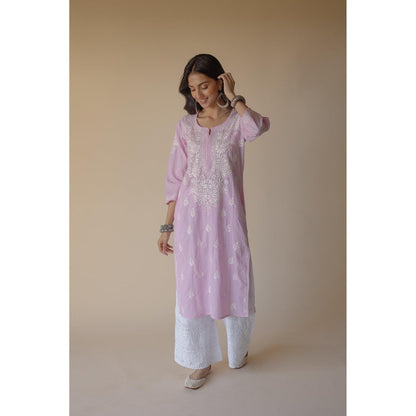 Old Marigold Fida Cotton Purple Hand Embroidered Chikankari Kurta