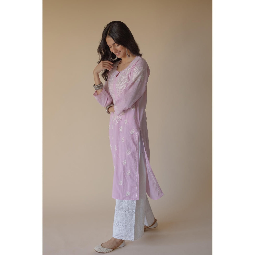 Old Marigold Fida Cotton Purple Hand Embroidered Chikankari Kurta