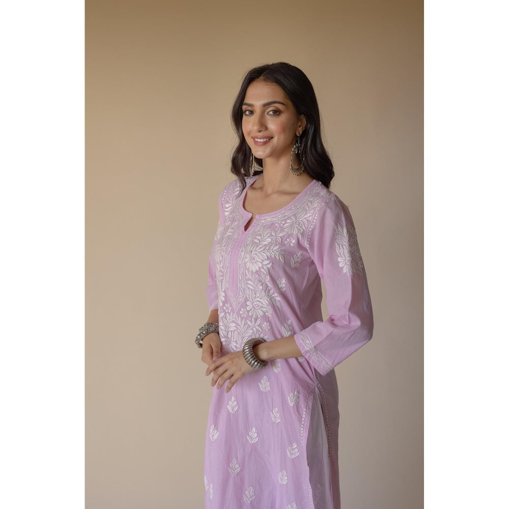 Old Marigold Fida Cotton Purple Hand Embroidered Chikankari Kurta