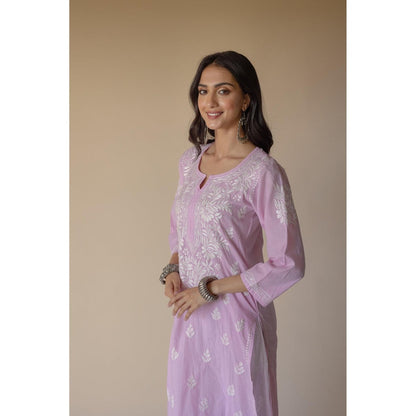 Old Marigold Fida Cotton Purple Hand Embroidered Chikankari Kurta