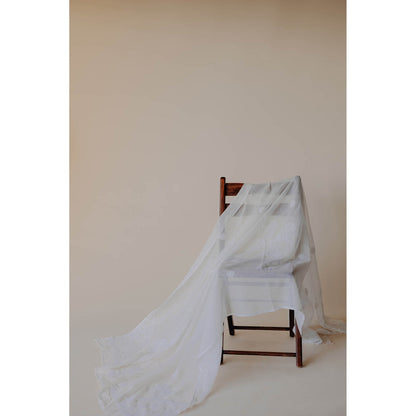 Old Marigold Farida White Kota Hand Embroidered Chikankari Dupatta