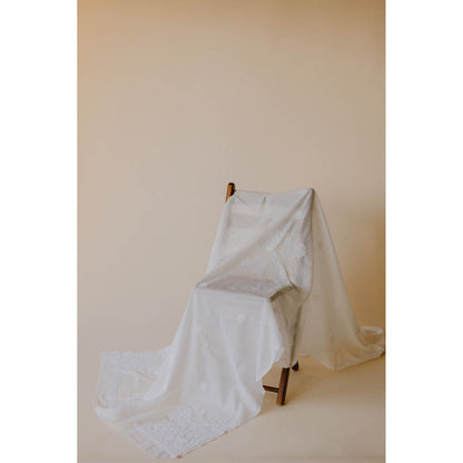 Old Marigold Anas White Mulmul Hand Embroidered Chikankari Dupatta