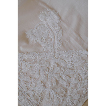Old Marigold Anas White Mulmul Hand Embroidered Chikankari Dupatta