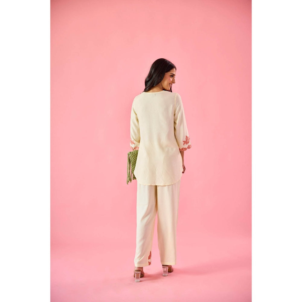 Old Marigold Lush Cream Cotton Embroidered Co-Ord (Set of 2)