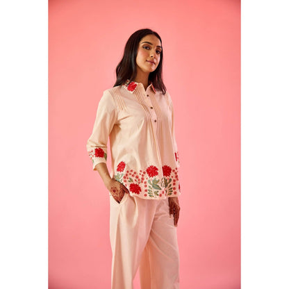 Old Marigold Gaze Cream Cotton Embroidered Co-Ord (Set of 2)