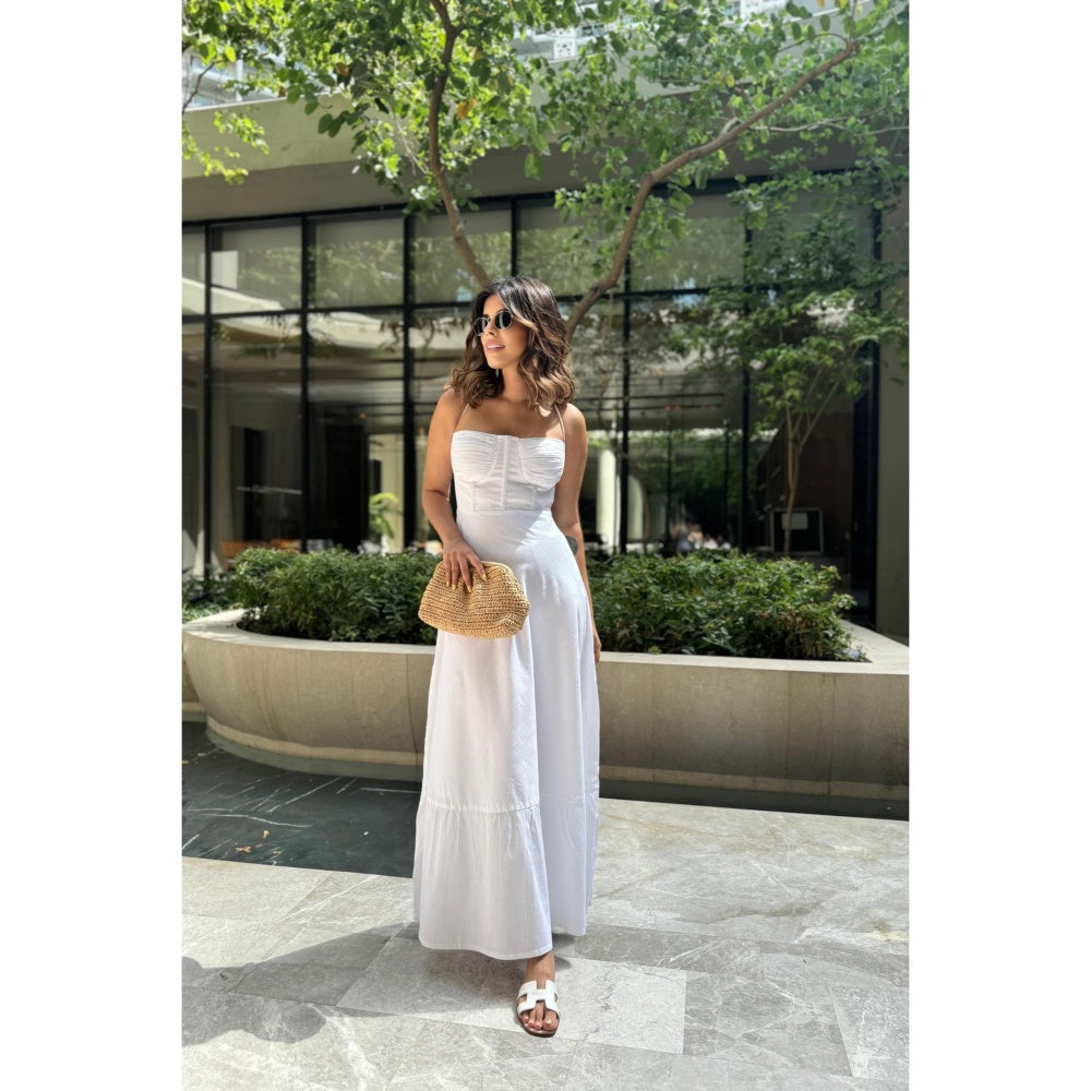 Old Marigold Riri White Corset Bustier Sun Dress